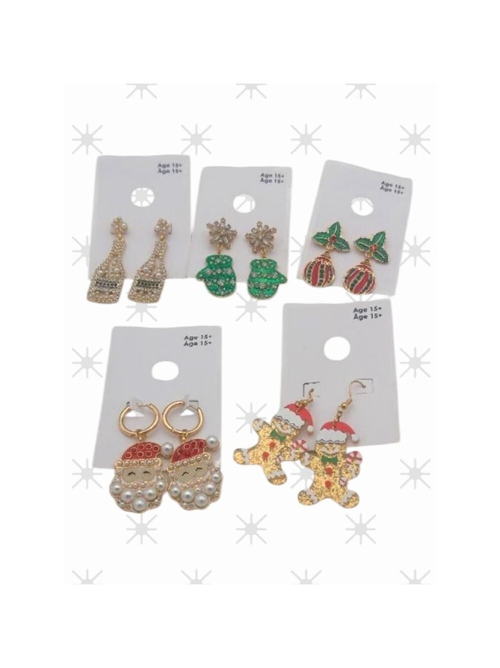Christmas Holiday Dangle Earrings Gold Red Green 2144
